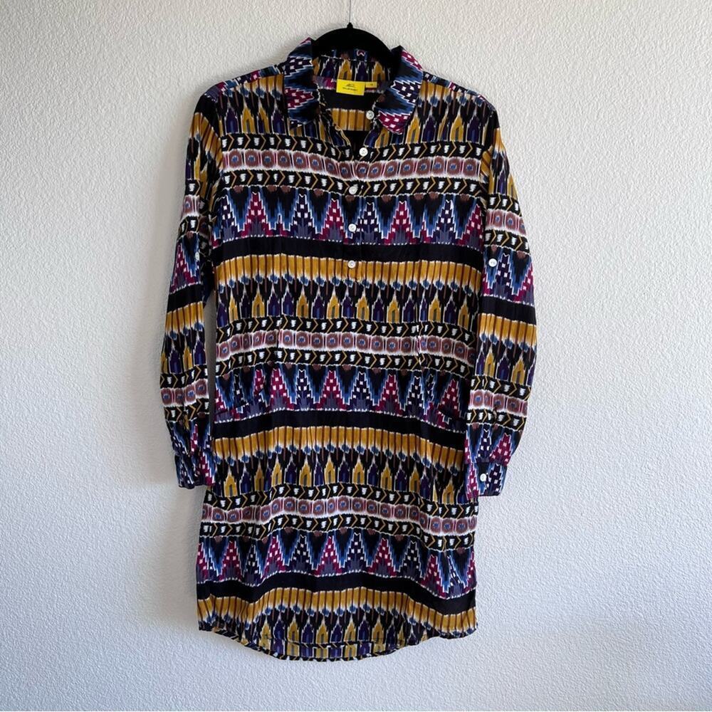 Roller Rabbit Ikat Print Long Sleeve Shirt Dress‎